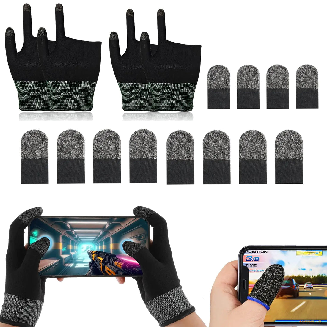 2PCS Breathable Mobile Gaming Finger Gloves